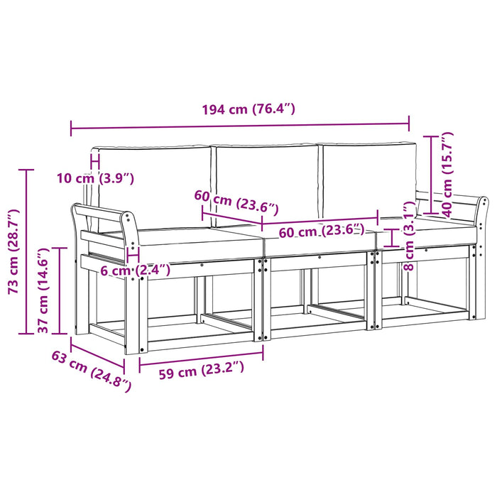 Set de canapele de exterior 3 pcs WALTI