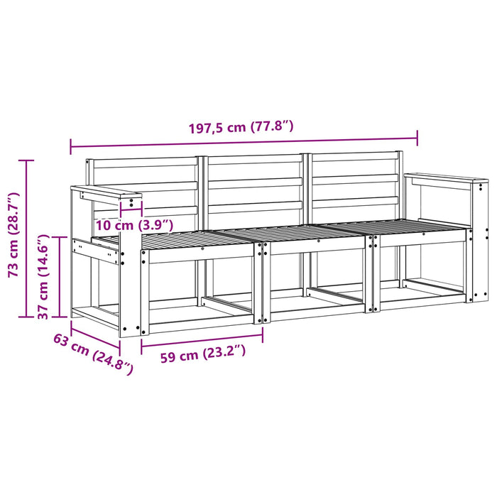 Set de canapele de exterior 3 pcs Alb 197,5 x 63 x 73 cm WALTI