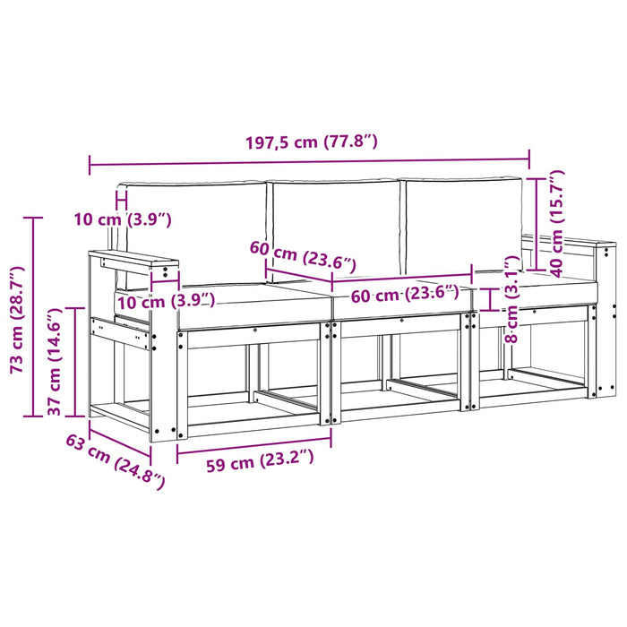 Set de canapele de exterior 3 pcs Alb și gri deschis WALTI