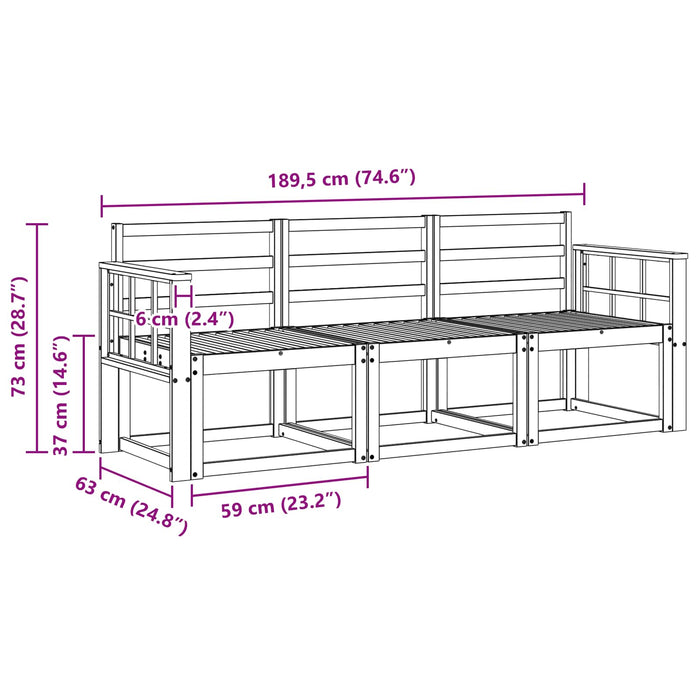 Set de canapele de exterior 3 pcs Alb 189,5 x 63 x 73 cm WALTI