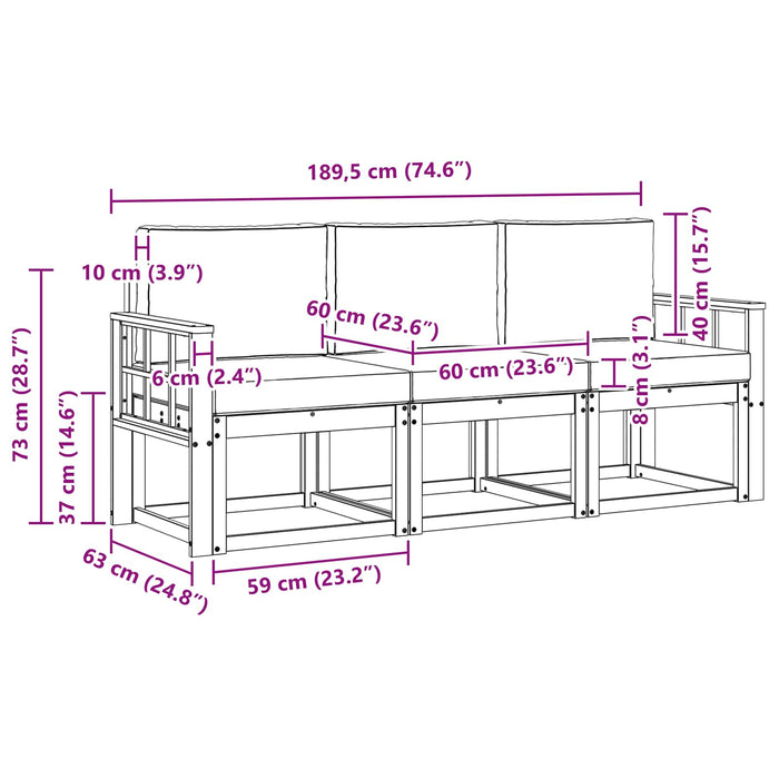 Set de canapele de exterior 3 pcs WALTI