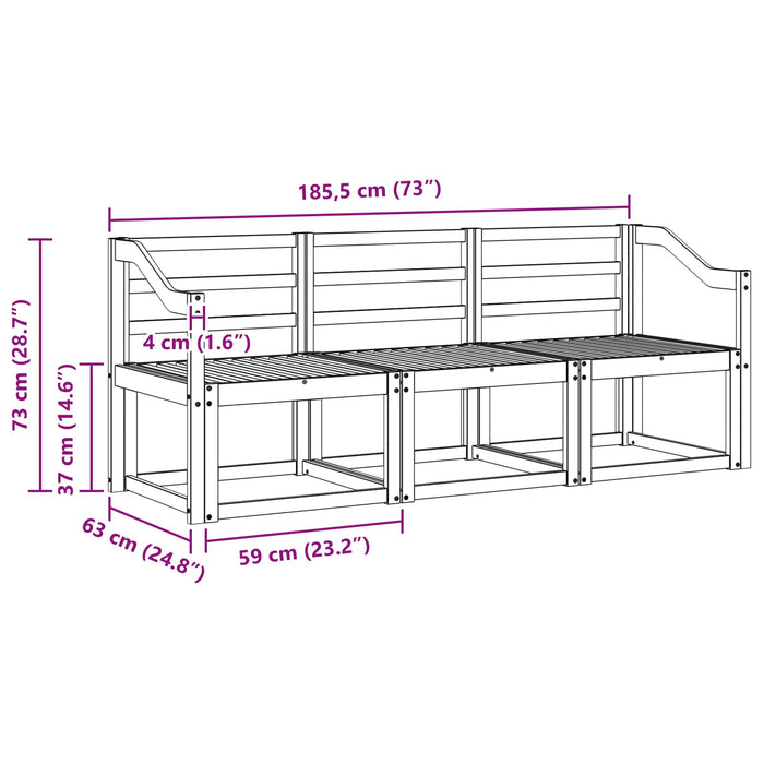 Set de canapele de exterior 3 pcs Alb 185,5 x 63 x 73 cm WALTI
