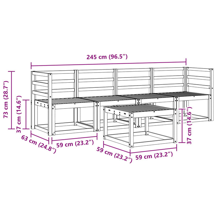 Set de canapele de exterior 5 pcs Alb 59 x 59 x 37 cm - WALTI WALTI