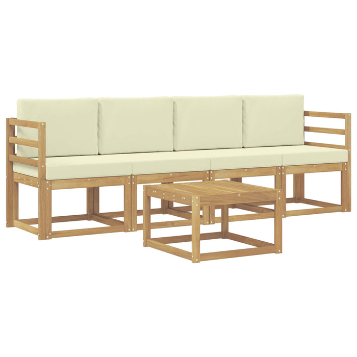 Set de canapele de exterior cu pernă 5 pcs Alb și crem WALTI