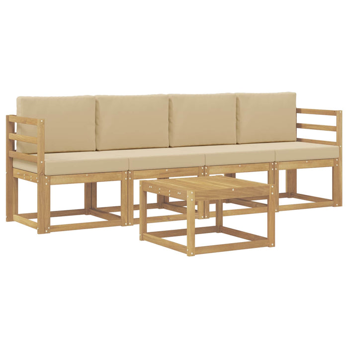 Set de canapele de exterior cu pernă 5 pcs Alb și Bej WALTI