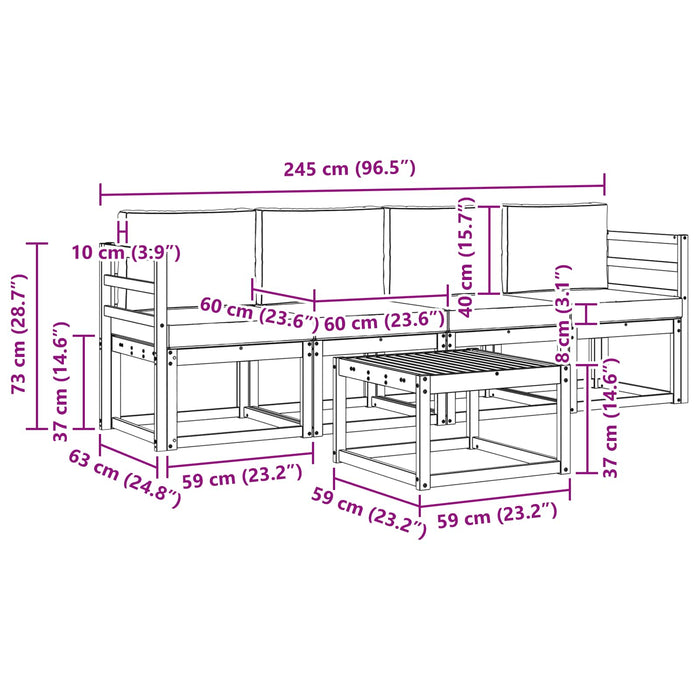 Set de canapele de exterior cu pernă 5 pcs Alb și Bej WALTI