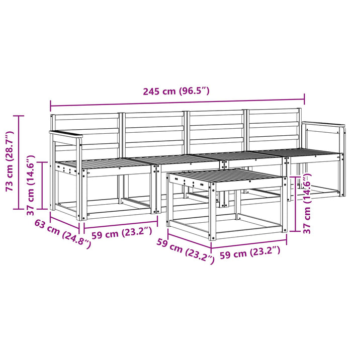 Set de canapele de exterior 5 pcs Alb 59 x 59 x 37 cm WALTI