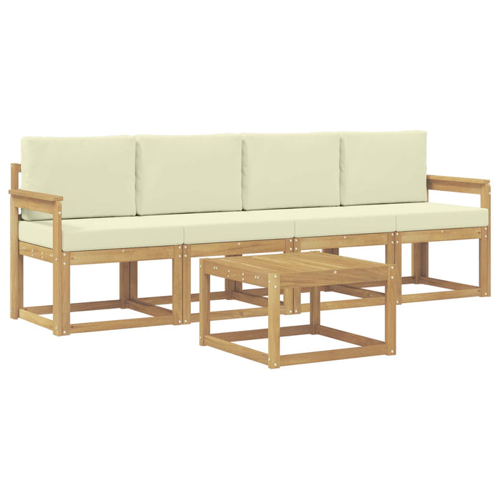 Set de canapele de exterior cu pernă 5 pcs Alb și crem WALTI