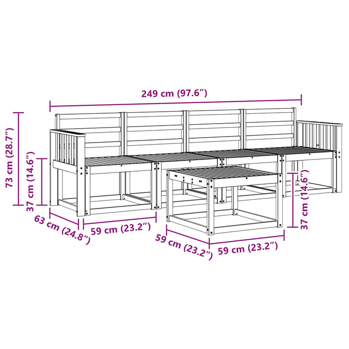 Set de canapele de exterior 5 pcs Alb 59 x 59 x 37 cm - WALTI WALTI