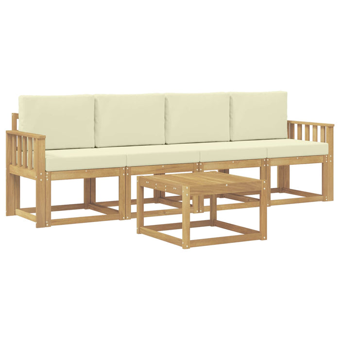 Set de canapele de exterior cu pernă 5 pcs Alb și crem WALTI