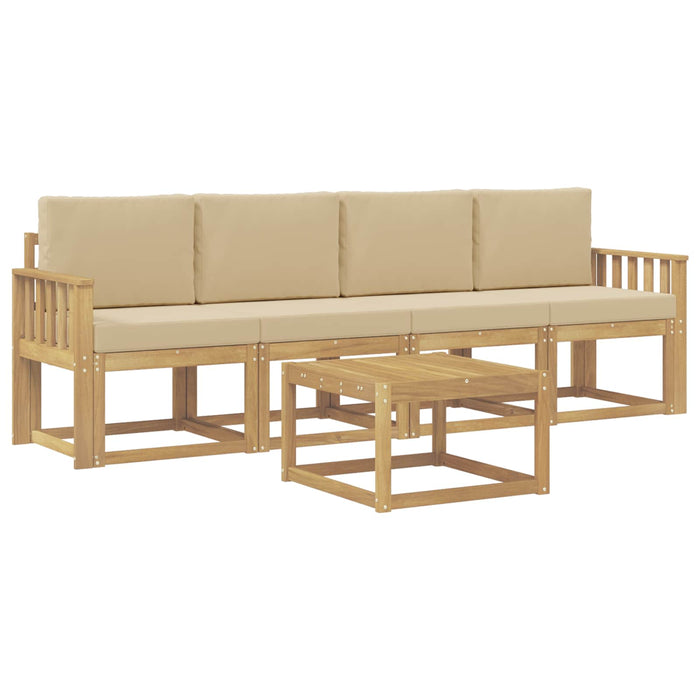 Set de canapele de exterior cu pernă 5 pcs Alb și Bej WALTI