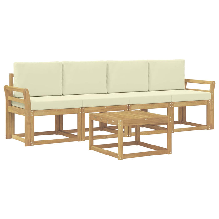Set de canapele de exterior cu pernă 5 pcs Alb și crem WALTI