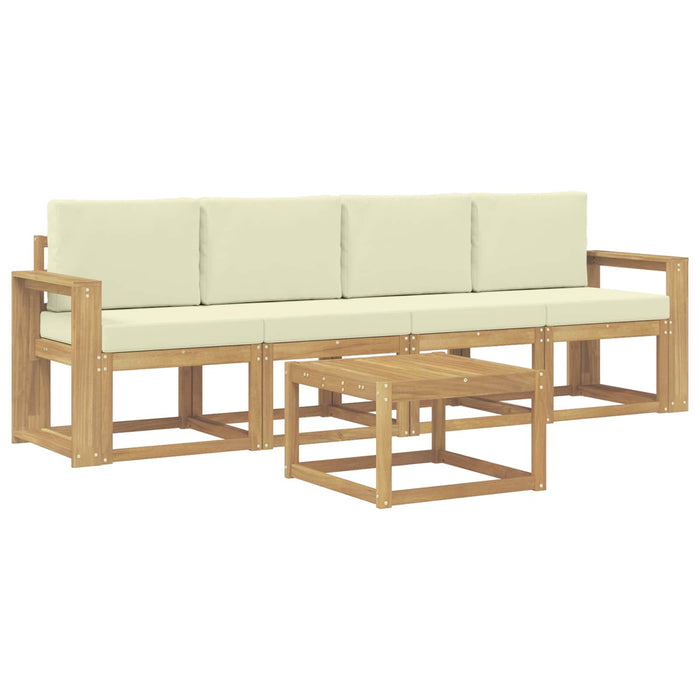 Set de canapele de exterior cu pernă 5 pcs Alb și crem WALTI