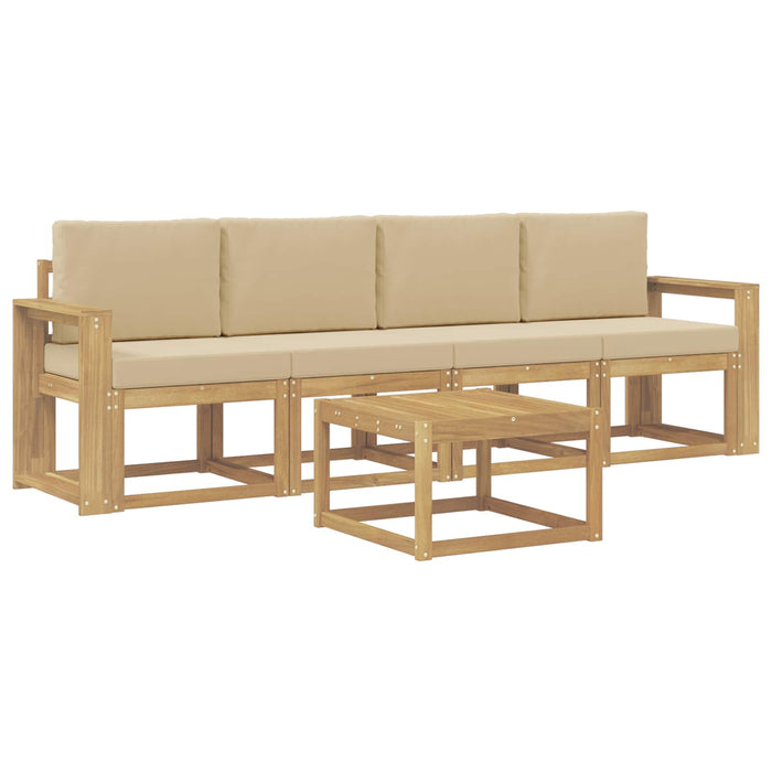 Set de canapele de exterior cu pernă 5 pcs Alb și Bej WALTI