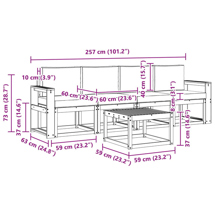 Set de canapele de exterior cu pernă 5 pcs Alb și Bej WALTI