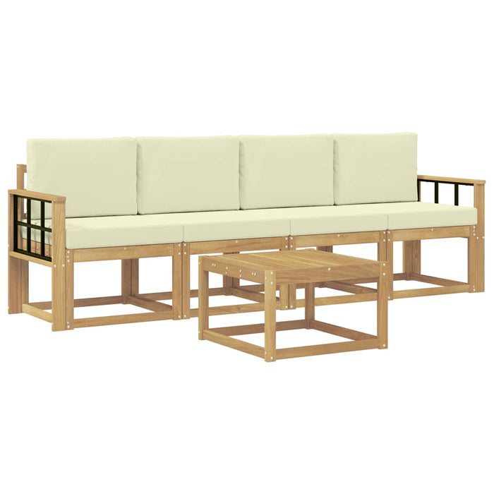 Set de canapele de exterior cu pernă 5 pcs Alb și crem WALTI