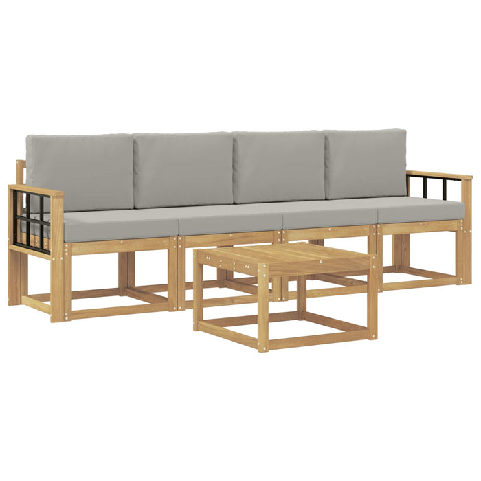 Set de canapele de exterior 5 pcs Alb și gri deschis WALTI