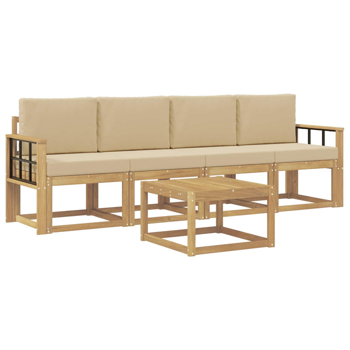 Set de canapele de exterior cu pernă 5 pcs Alb și Bej WALTI