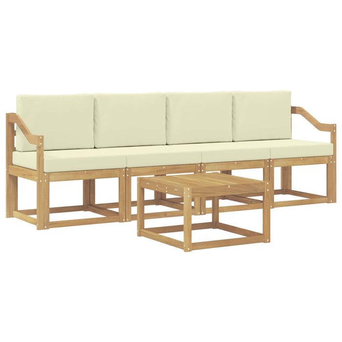 Set de canapele de exterior cu pernă 5 pcs Alb și crem WALTI