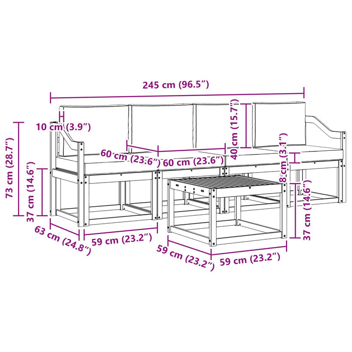 Set de canapele de exterior cu pernă 5 pcs Alb și antracit WALTI