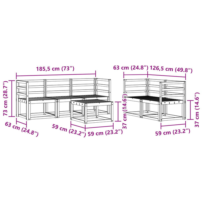 Set de canapele de exterior 6 pcs Alb 59 x 59 x 37 cm WALTI