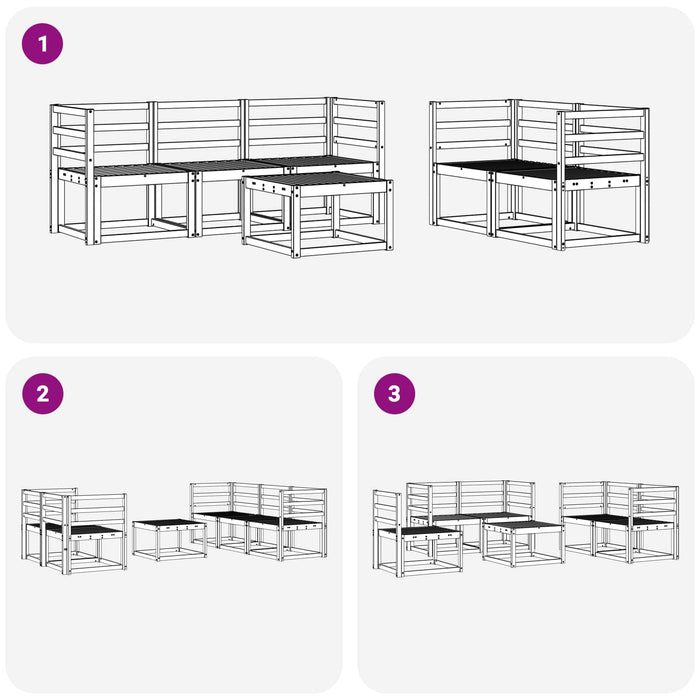 Set de canapele de exterior 6 pcs Alb 59 x 59 x 37 cm WALTI