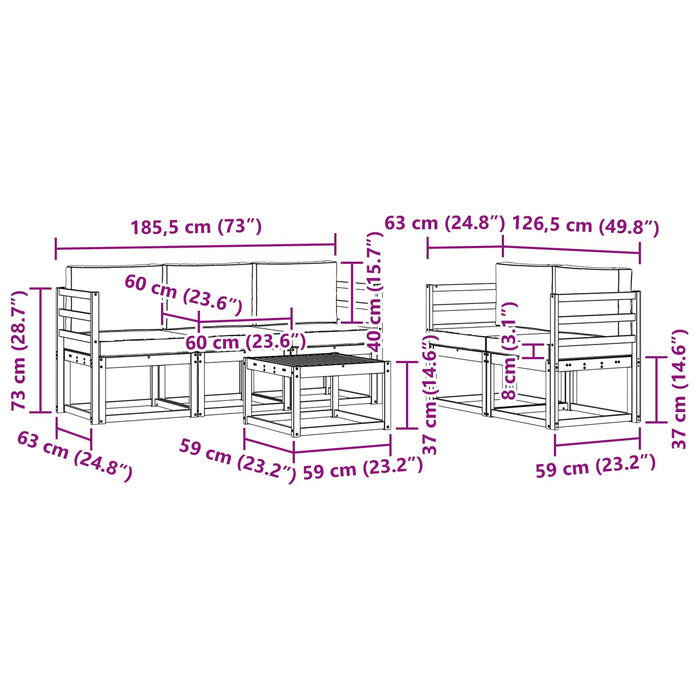 Set de canapele de exterior 6 pcs Alb și gri deschis WALTI