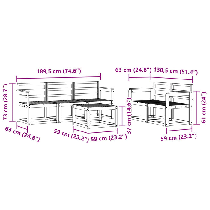 Set de canapele de exterior 6 pcs Alb 59 x 59 x 37 cm WALTI