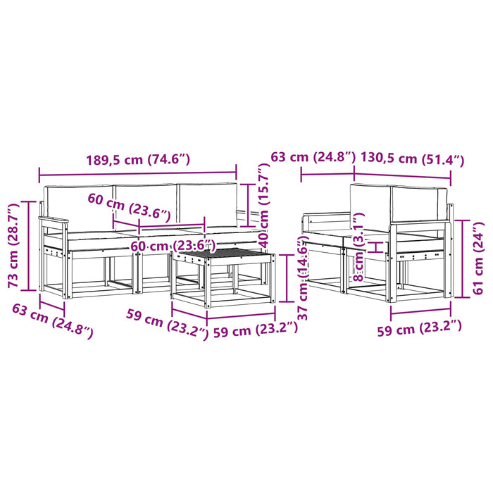 Set de canapele de exterior 6 pcs Alb și gri deschis WALTI