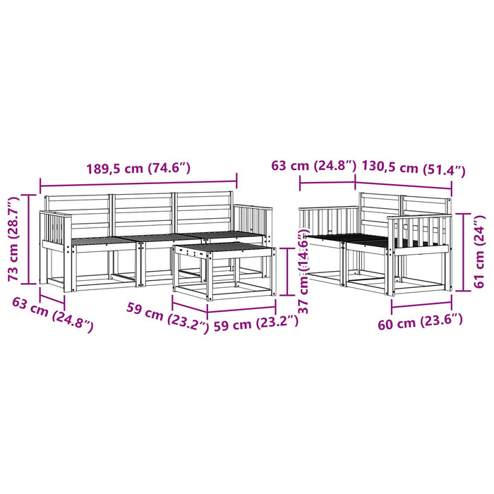 Set de canapele de exterior 6 pcs Alb 59 x 59 x 37 cm WALTI