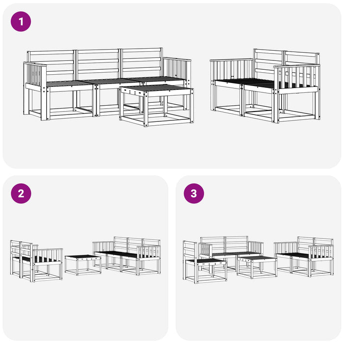 Set de canapele de exterior 6 pcs Alb 59 x 59 x 37 cm WALTI