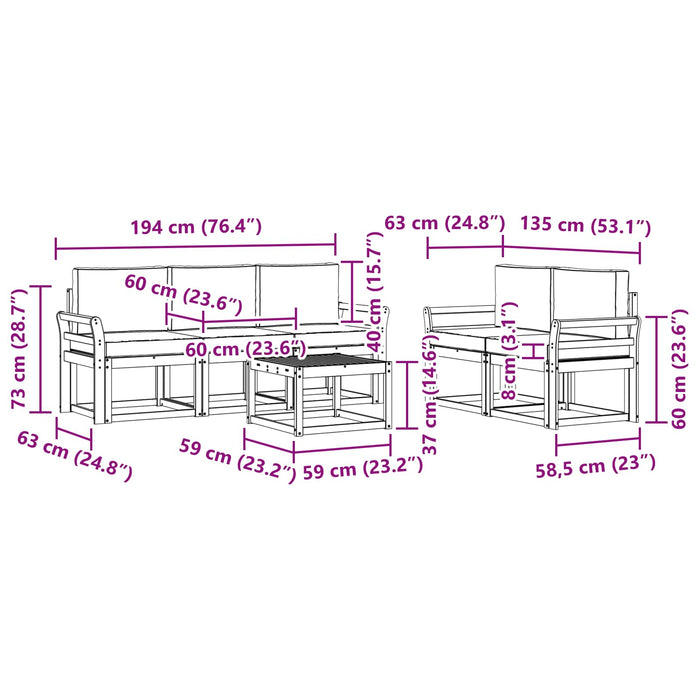 Set de canapele de exterior 6 pcs Alb și gri deschis WALTI