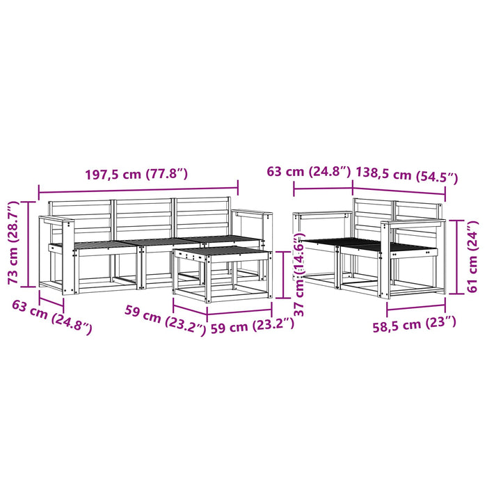 Set de canapele de exterior 6 pcs Alb 59 x 59 x 37 cm WALTI
