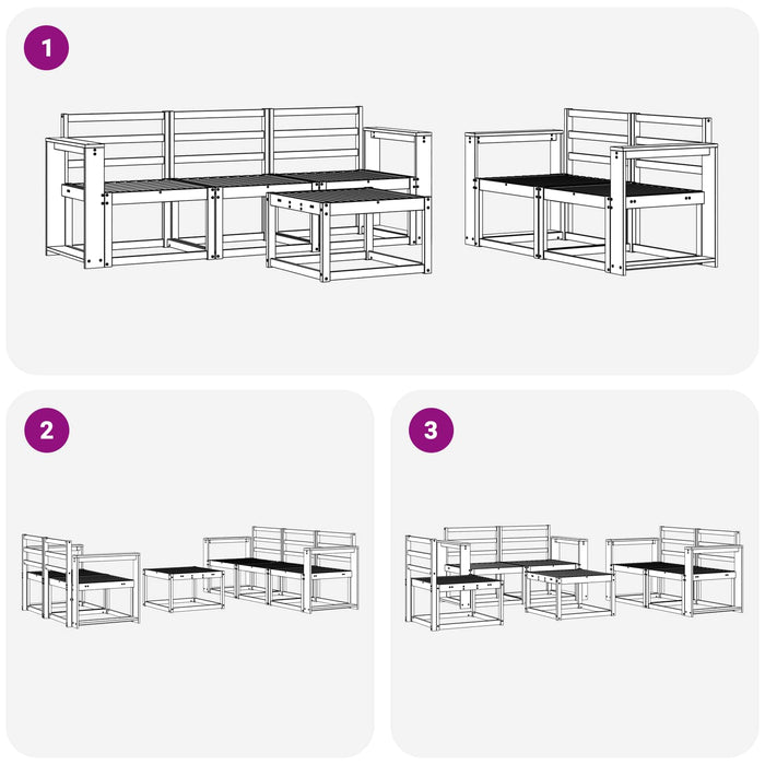 Set de canapele de exterior 6 pcs Alb 59 x 59 x 37 cm WALTI