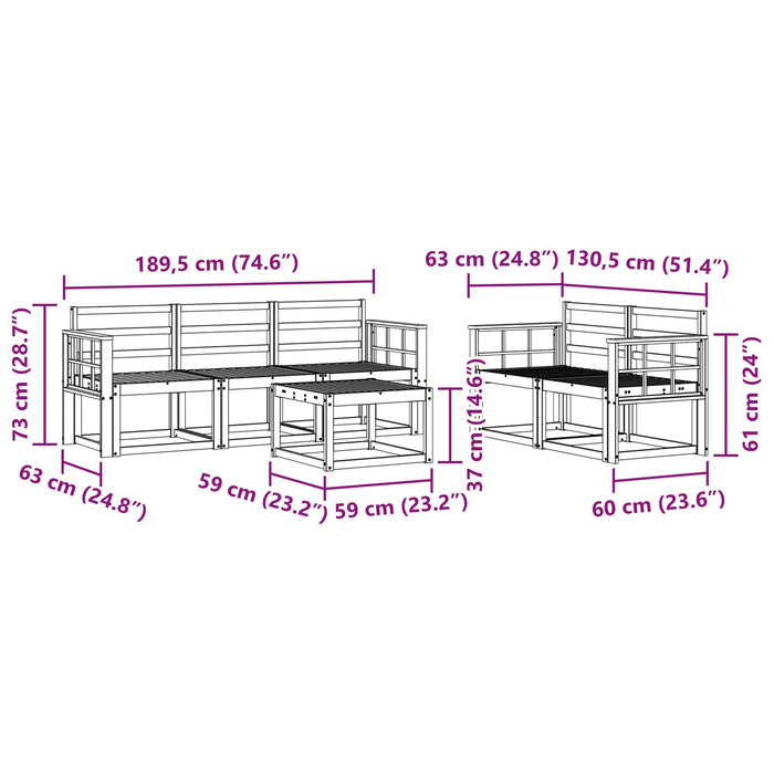 Set de canapele de exterior 6 pcs Alb 59 x 59 x 37 cm WALTI