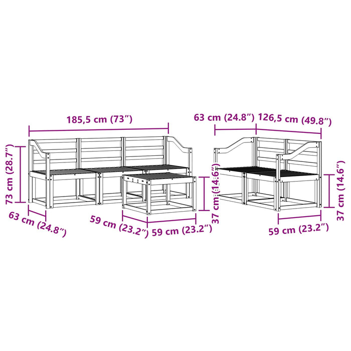 Set de canapele de exterior 6 pcs Alb 59 x 59 x 37 cm WALTI