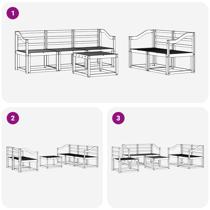 Set de canapele de exterior 6 pcs Alb 59 x 59 x 37 cm WALTI