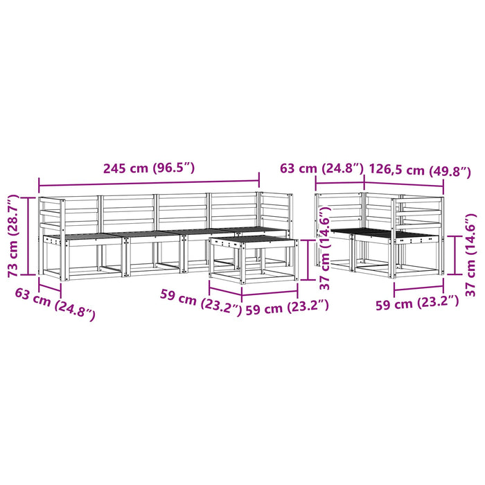 Set de canapele de exterior 7 pcs Alb 59 x 59 x 37 cm - WALTI WALTI