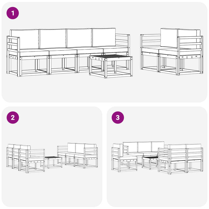 Set de canapele de exterior 7 pcs Alb și gri deschis WALTI