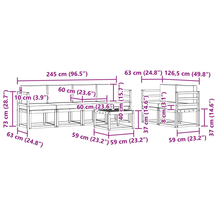 Set de canapele de exterior cu pernă 7 pcs Alb și antracit WALTI