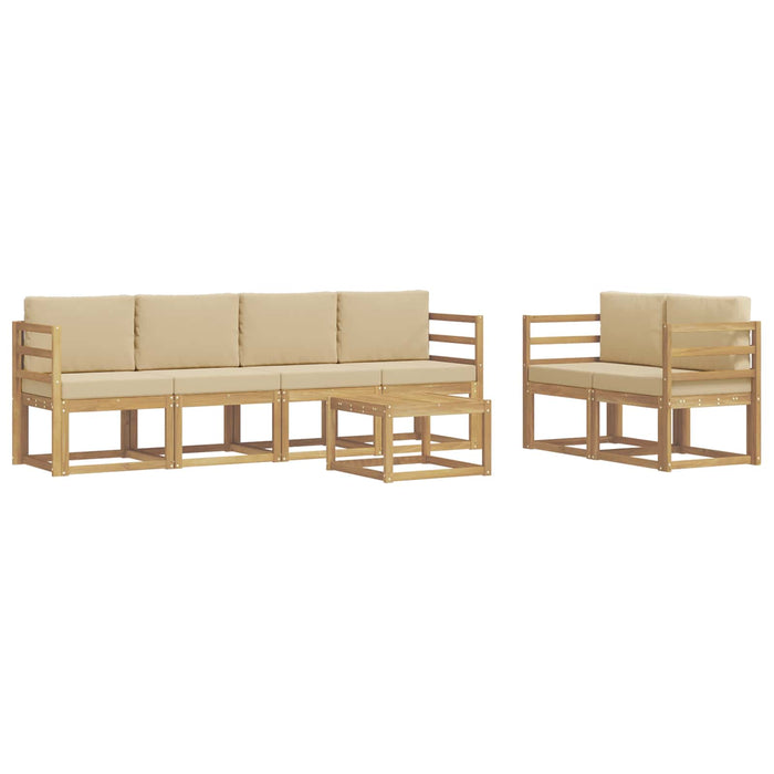 Set de canapele de exterior cu pernă 7 pcs Alb și Bej WALTI