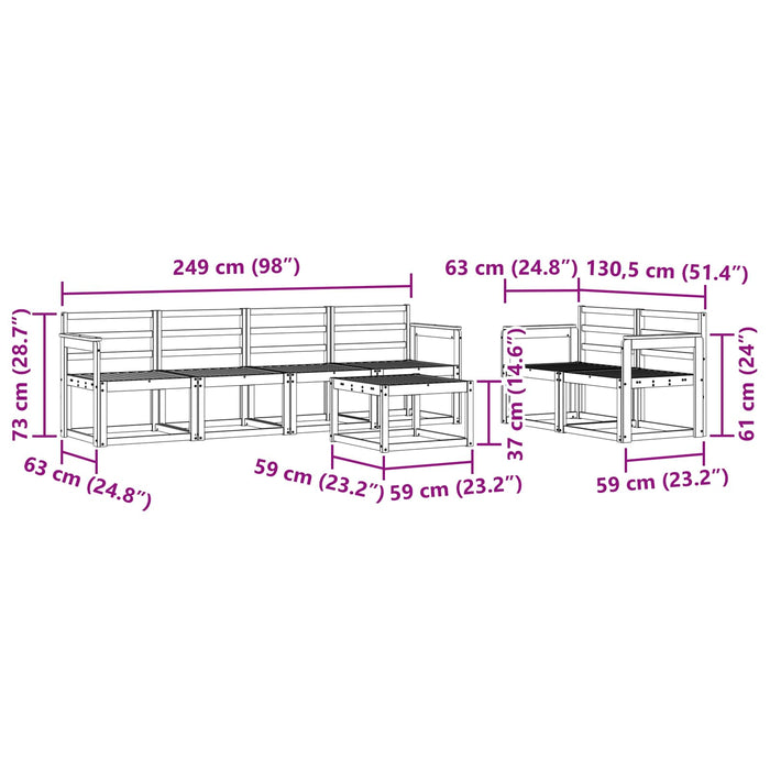 Set de canapele de exterior 7 pcs Alb 59 x 59 x 37 cm WALTI
