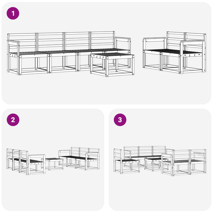 Set de canapele de exterior 7 pcs Alb 59 x 59 x 37 cm WALTI