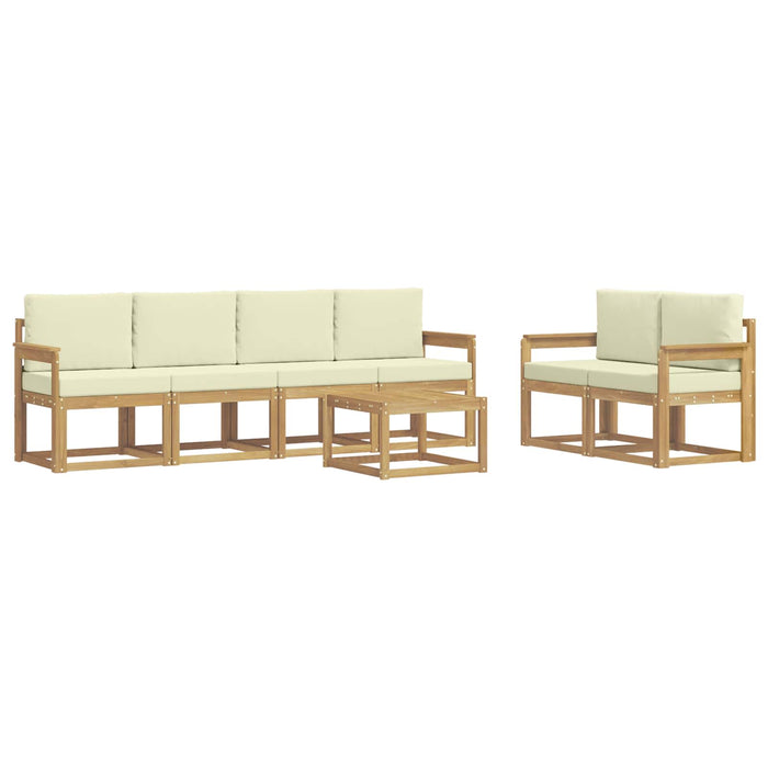 Set de canapele de exterior cu pernă 7 pcs Alb și crem WALTI