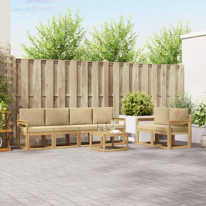 Set de canapele de exterior cu pernă 7 pcs Alb și Bej WALTI