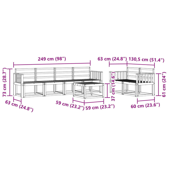 Set de canapele de exterior 7 pcs Alb 59 x 59 x 37 cm - WALTI WALTI