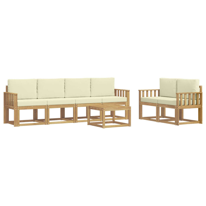 Set de canapele de exterior cu pernă 7 pcs Alb și crem WALTI