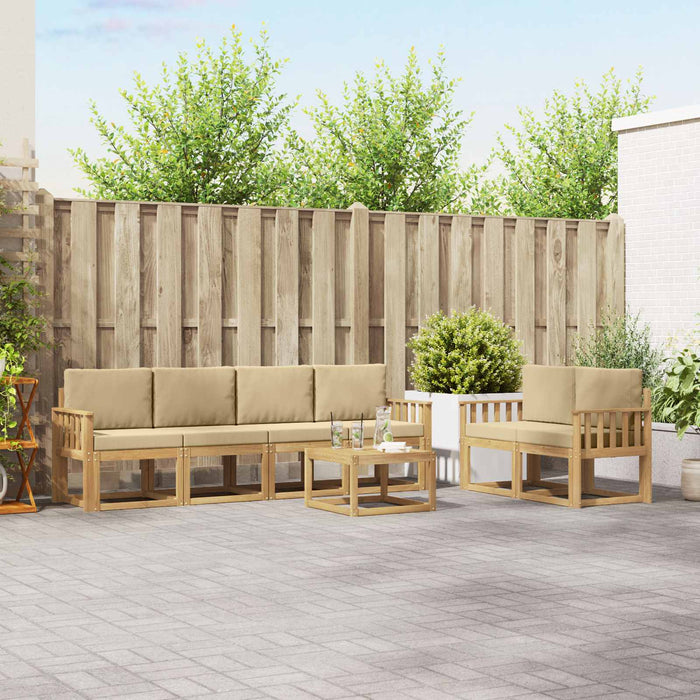 Set de canapele de exterior cu pernă 7 pcs Alb și Bej WALTI