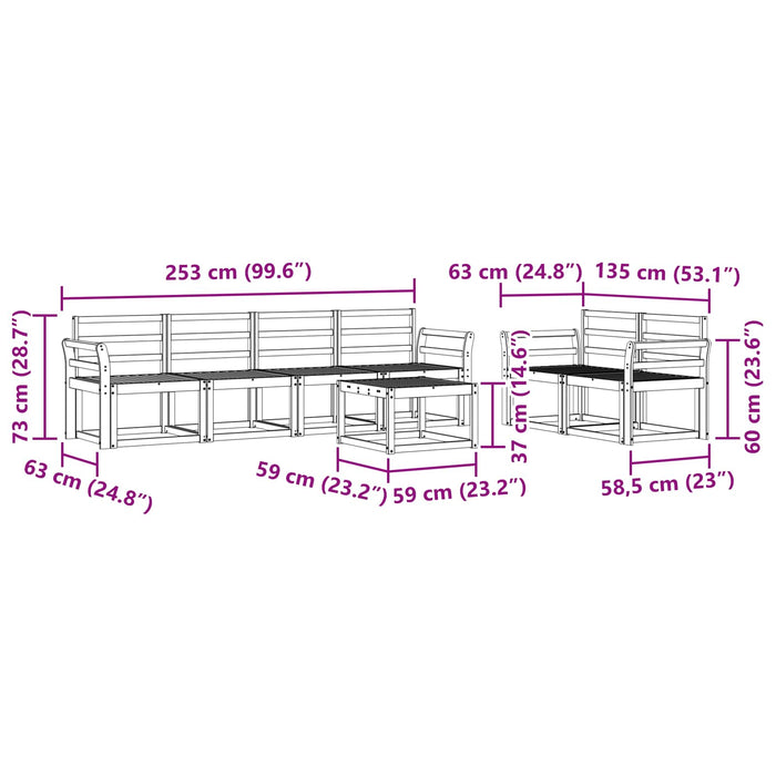 Set de canapele de exterior 7 pcs Alb 59 x 59 x 37 cm - WALTI WALTI