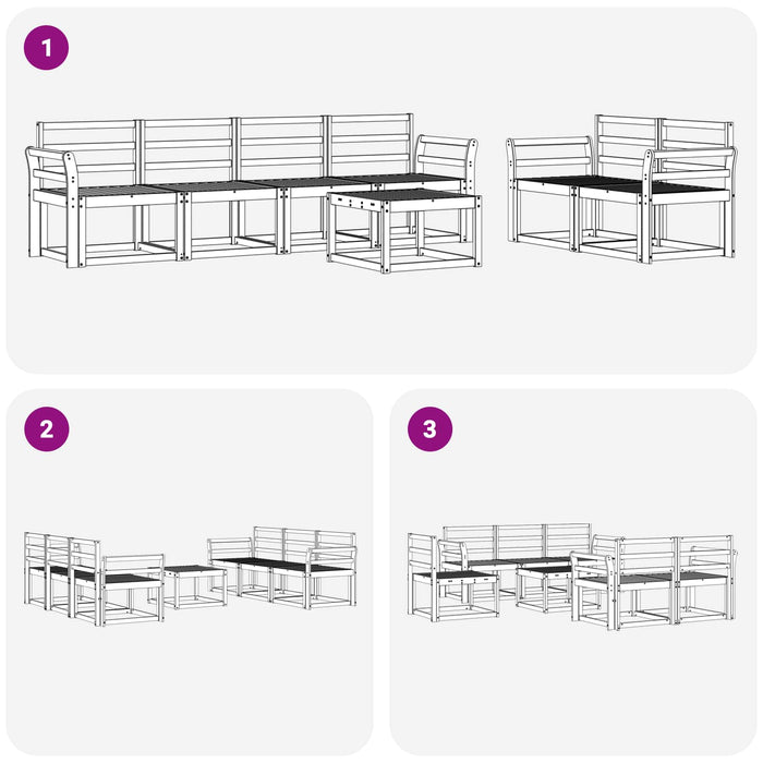 Set de canapele de exterior 7 pcs Alb 59 x 59 x 37 cm - WALTI WALTI